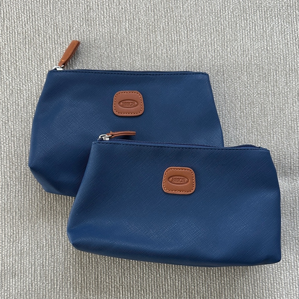 Bric's Navy and Tan Toiletry Bag Duo